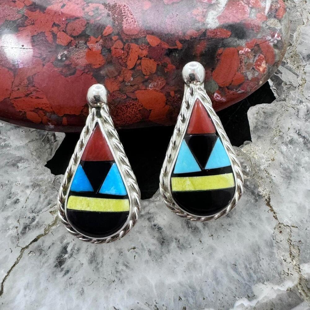 Starllie & Sheryl Edaakie Sterling Multistone Inlay Post Earrings For Women